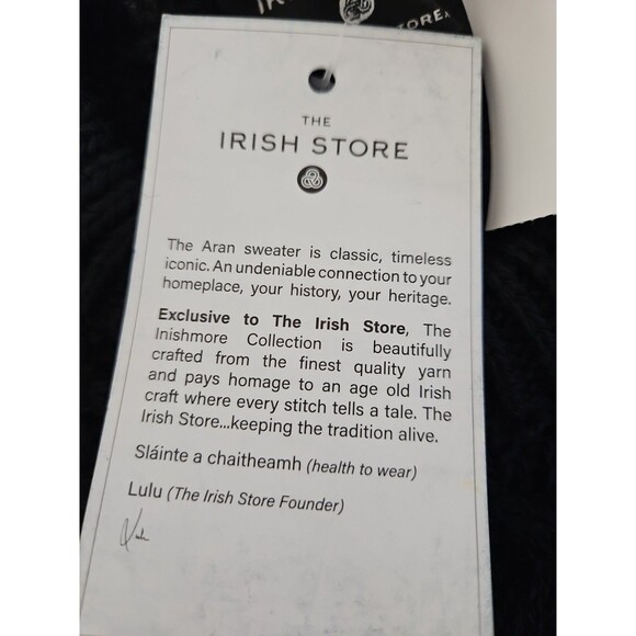 The Irish Store 100% Wool Aran Black Cable Knit Sweater Men's XL NWT - Picture 3 of 8